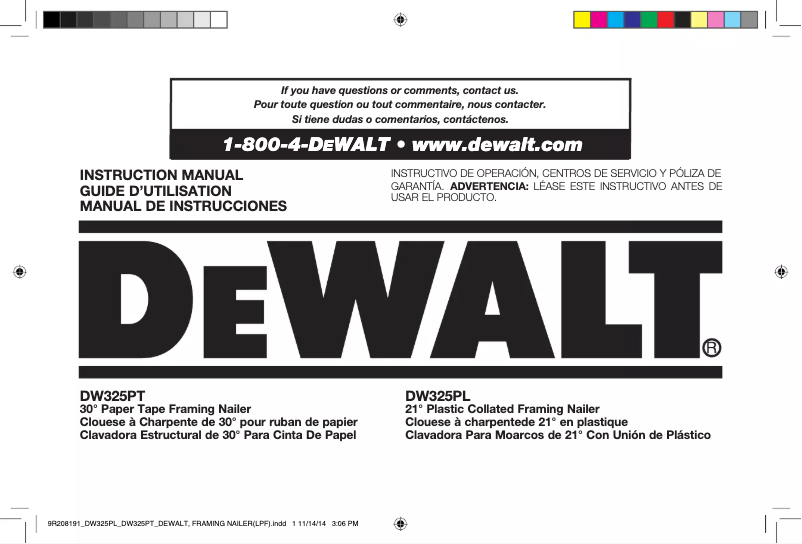 Page n°1 - Manuel utilisateur DeWalt DW325PT