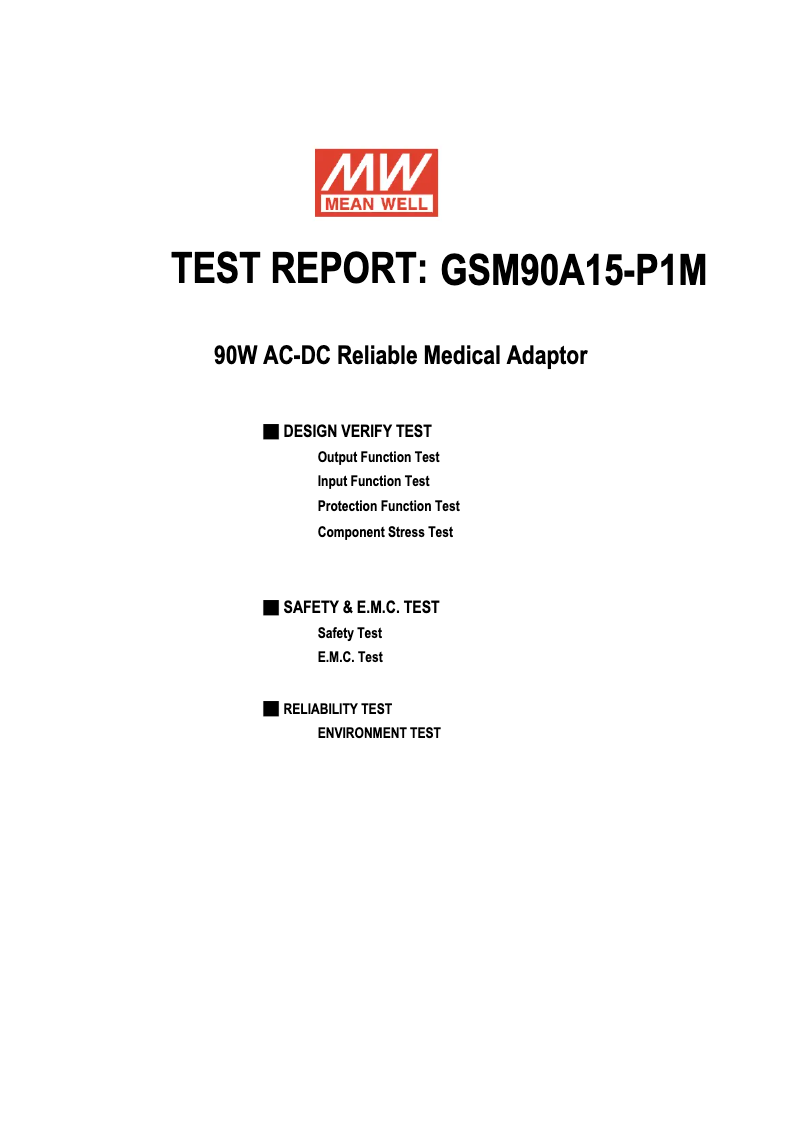 Page n°1 - Fiche technique Mean Well GSM90A15-P1M