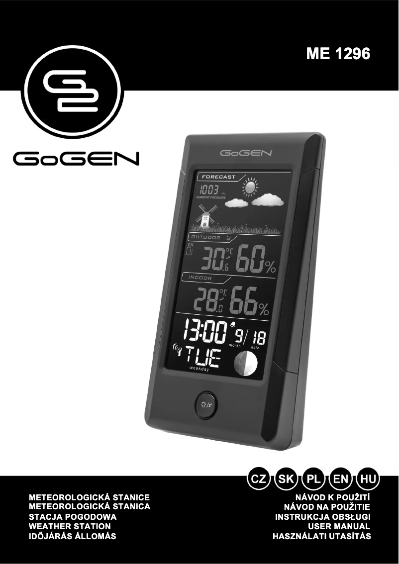 Page n°1 - Manuel utilisateur GoGen ME 1296