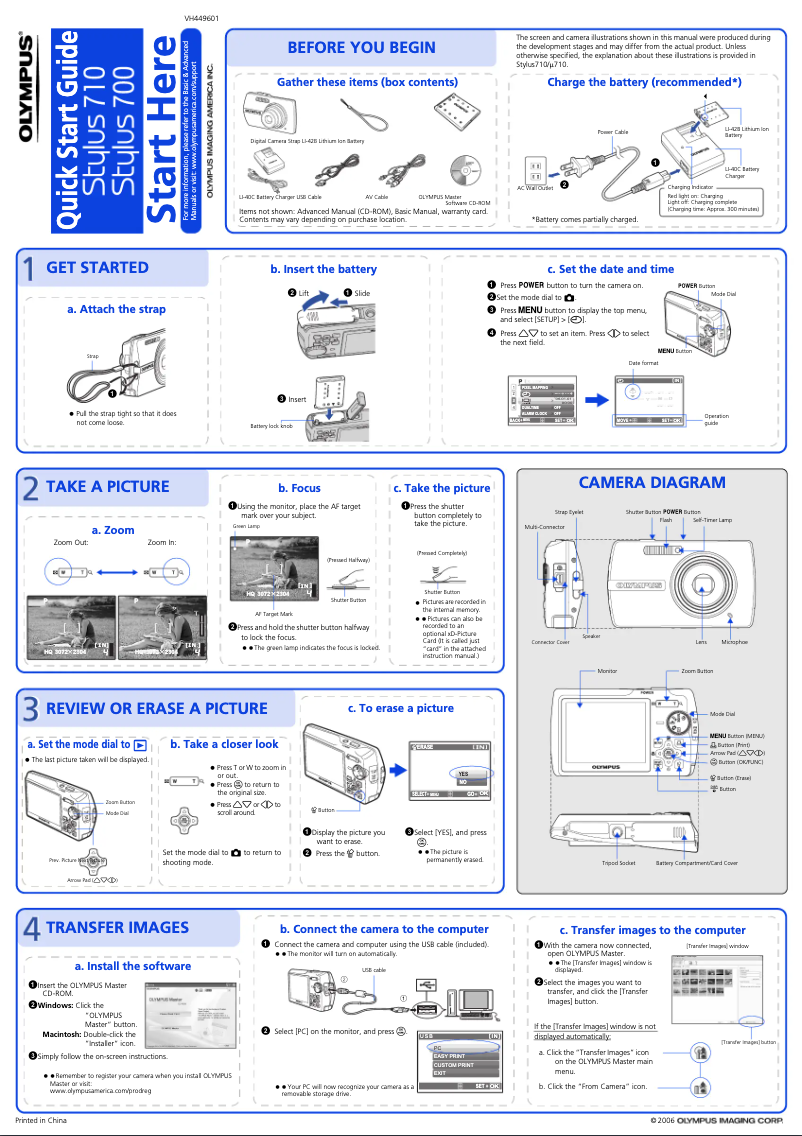 Page n°1 - Guide de démarrage rapide Olympus Stylus 700