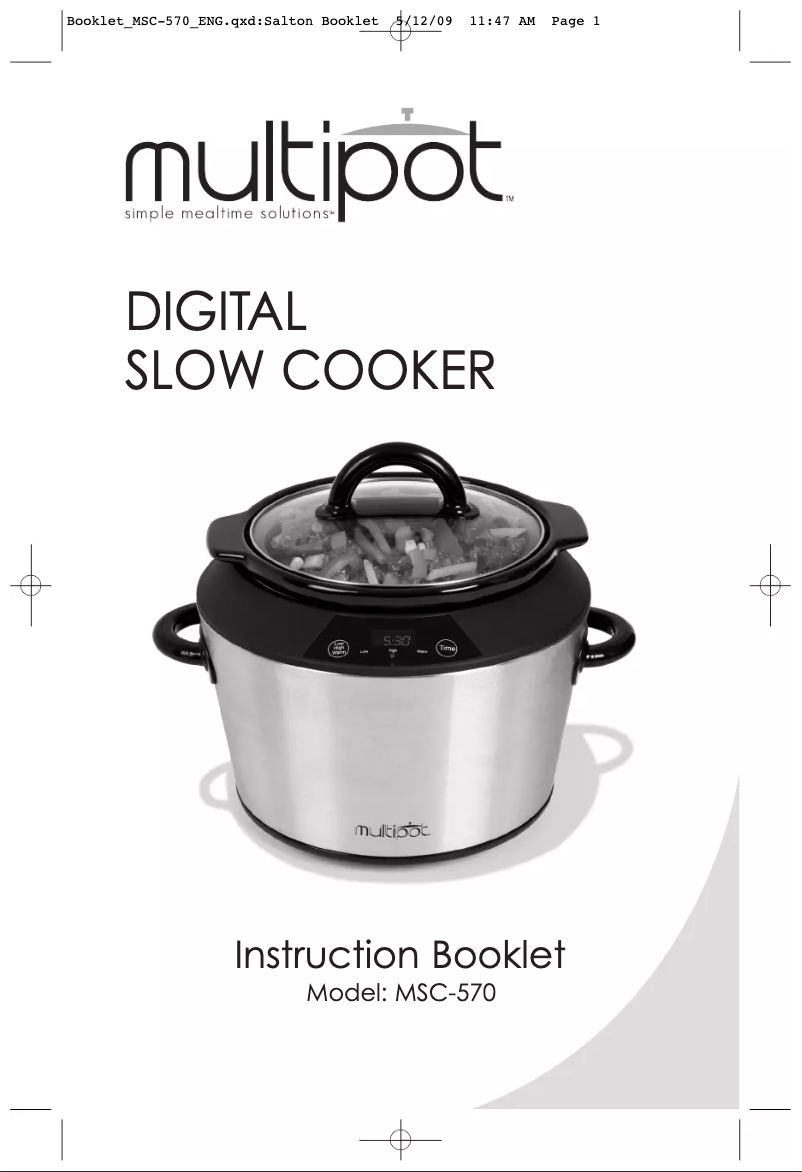 Page 1 de la notice Manuel utilisateur Toastess Multipot MSC-570