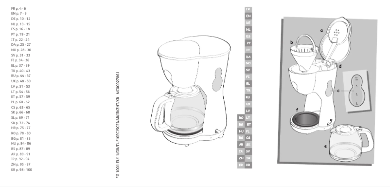 Page 1 de la notice Manuel utilisateur Moulinex Noveo FG100800