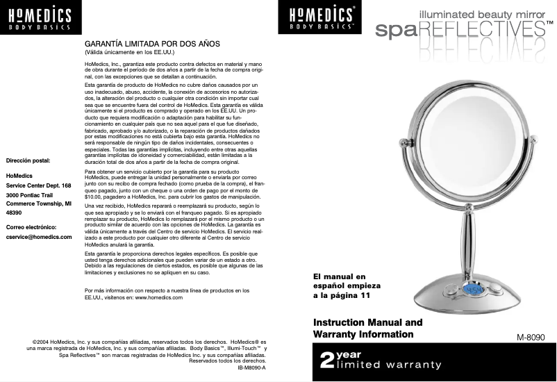 Página 1 del manual Manual de usuario Homedics M-8090