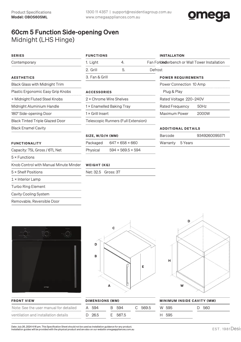 Image de la première page du manuel de l'appareil OBOS605ML