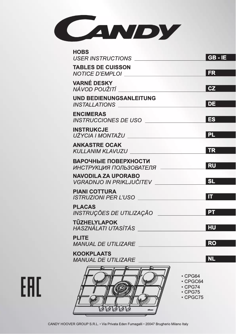 Page n°1 - Manuel utilisateur Candy CPGC 64SWPAVG