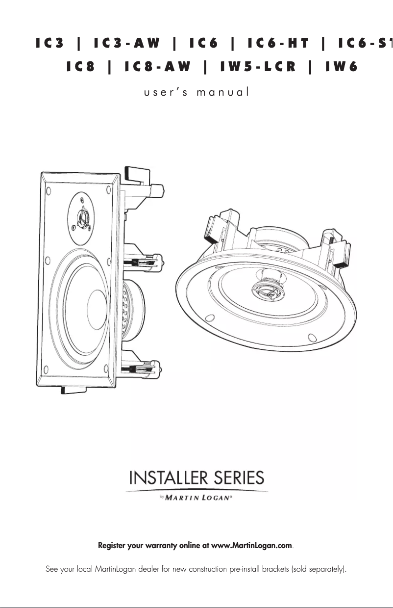 Page 1 de la notice Manuel utilisateur Martin Logan Installer Series IC6