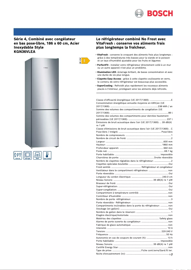 Image de la première page du manuel de l'appareil KGN36VLEA