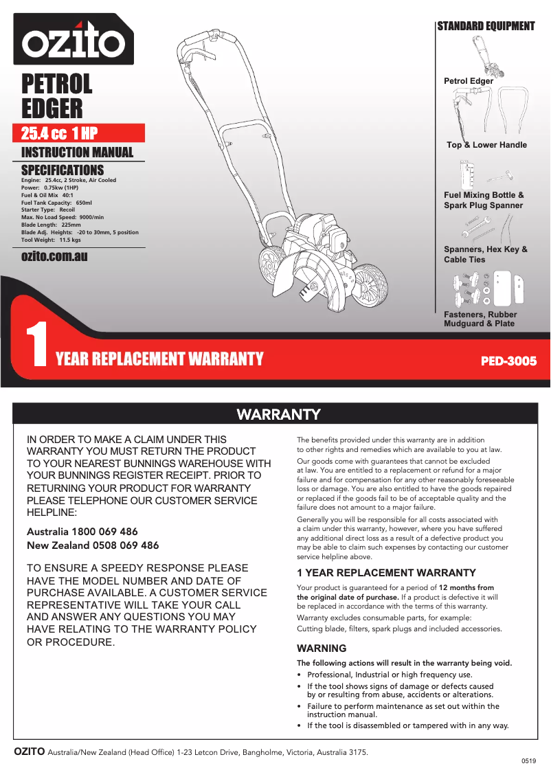 Imagen de la primera página del manual del dispositivo PED-3005