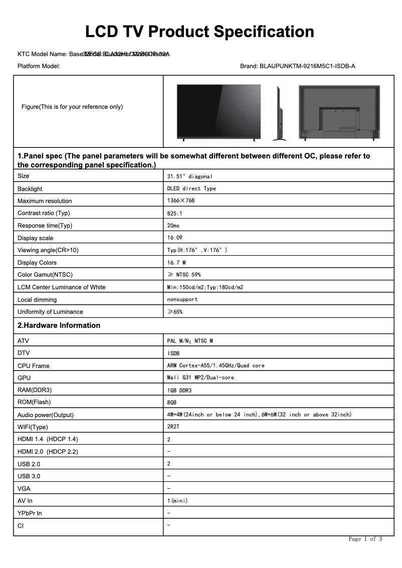 Image de la première page du manuel de l'appareil BLA32HLC02