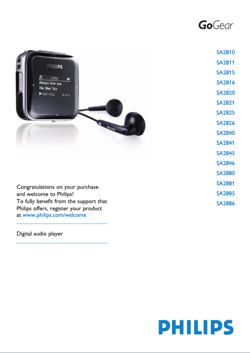 Image de la première page du manuel de l'appareil GoGear SA2821