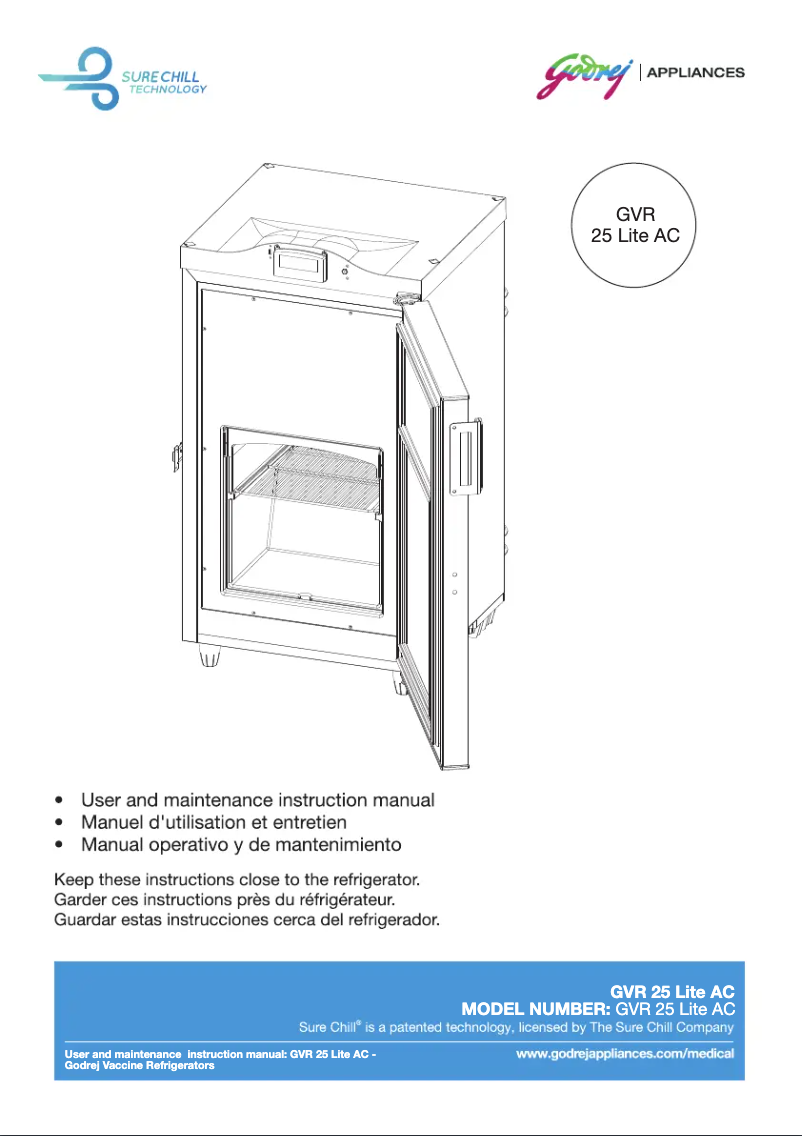 Page 1 de la notice Manuel utilisateur Godrej GVR 25 LITE AC