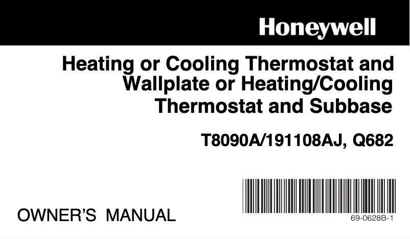 Page n°1 - Manuel utilisateur Honeywell T8090A