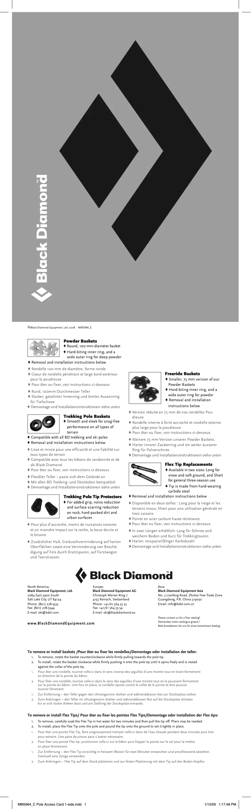 Page 1 de la notice Manuel utilisateur Black Diamond Trekking Pole Tip Protector