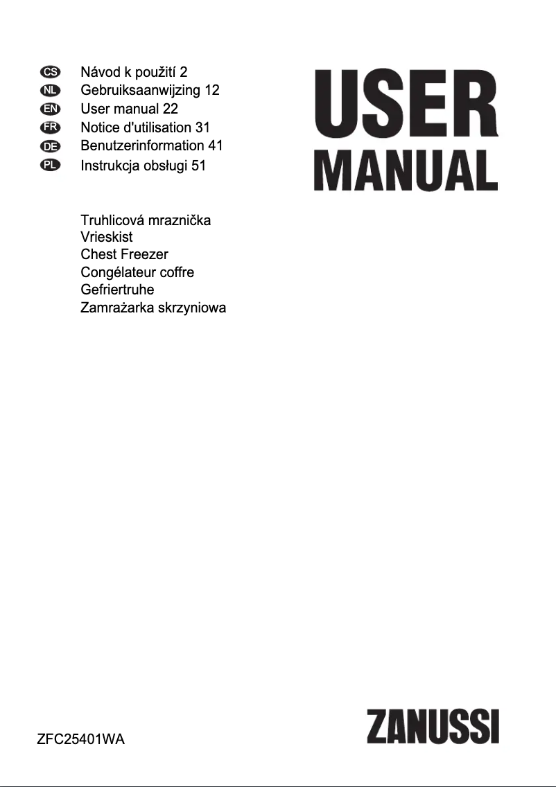 Page n°1 - Manuel utilisateur Zanussi ZFC25401