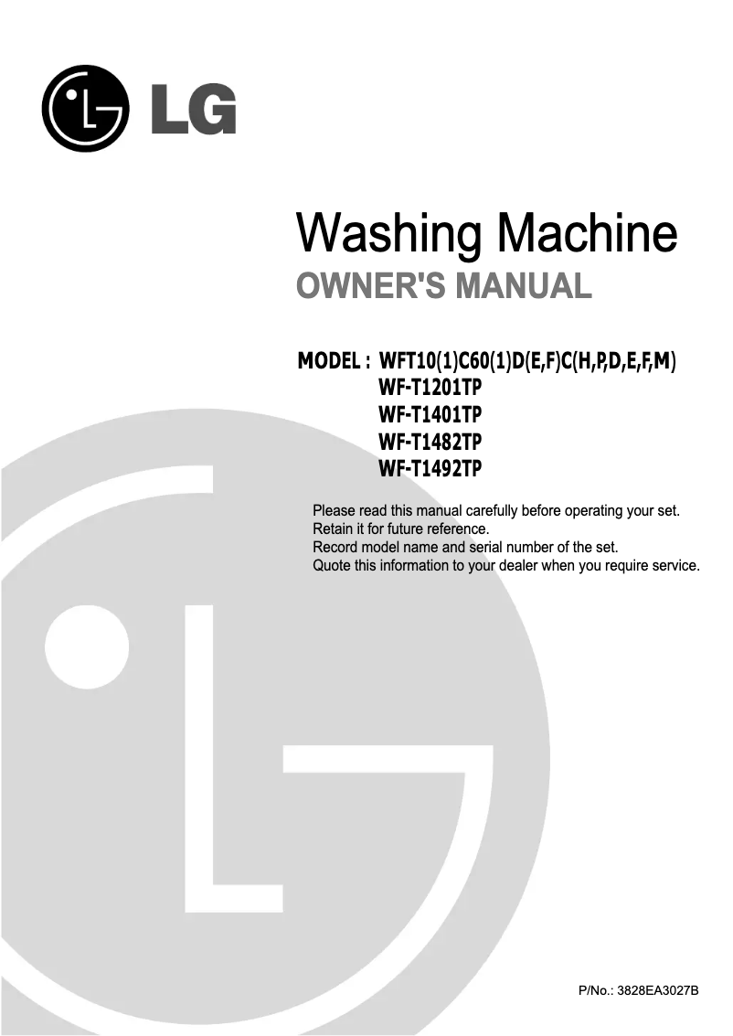 Page 1 de la notice Manuel utilisateur LG WFT11C61DP