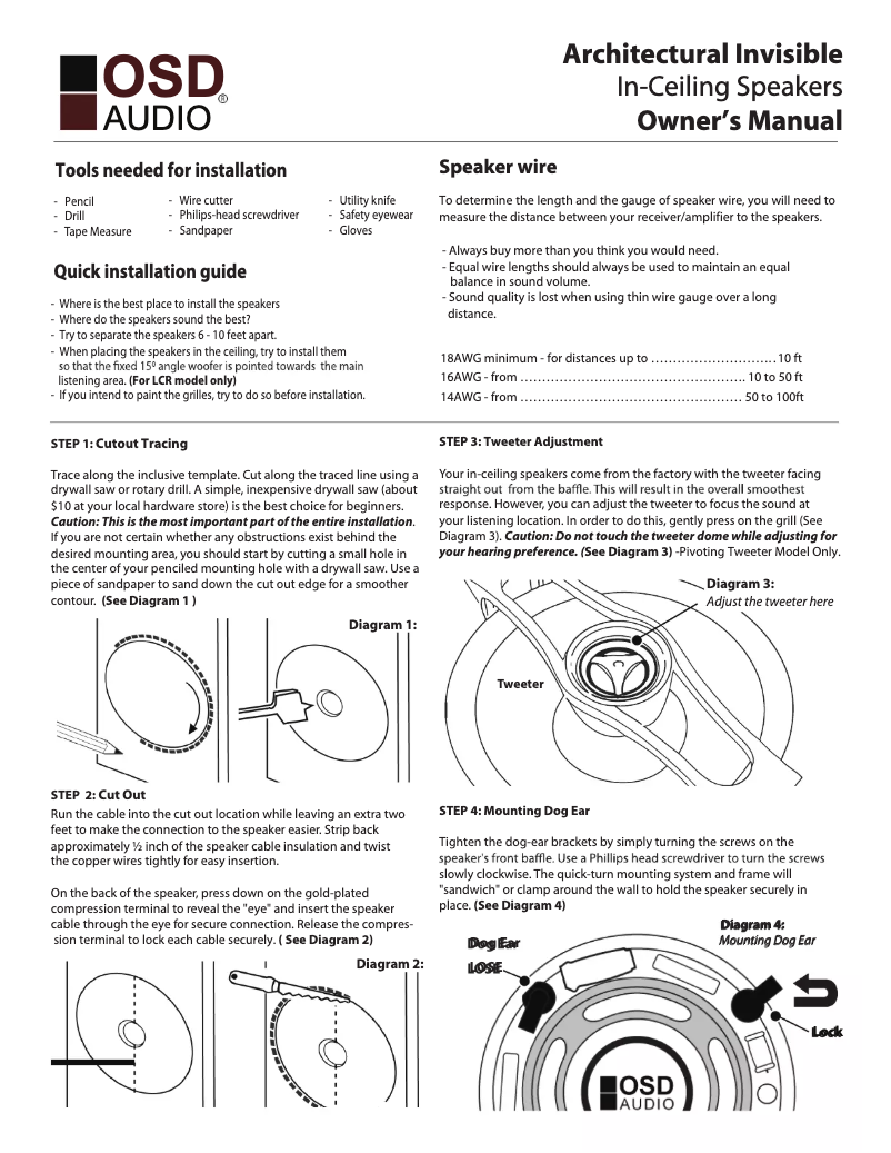 Page 1 de la notice Manuel utilisateur OSD Audio ACE600