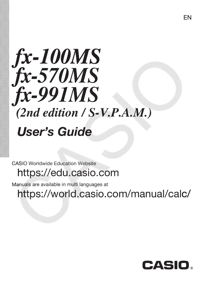 Page 1 de la notice Manuel utilisateur Casio fx-100MS-2