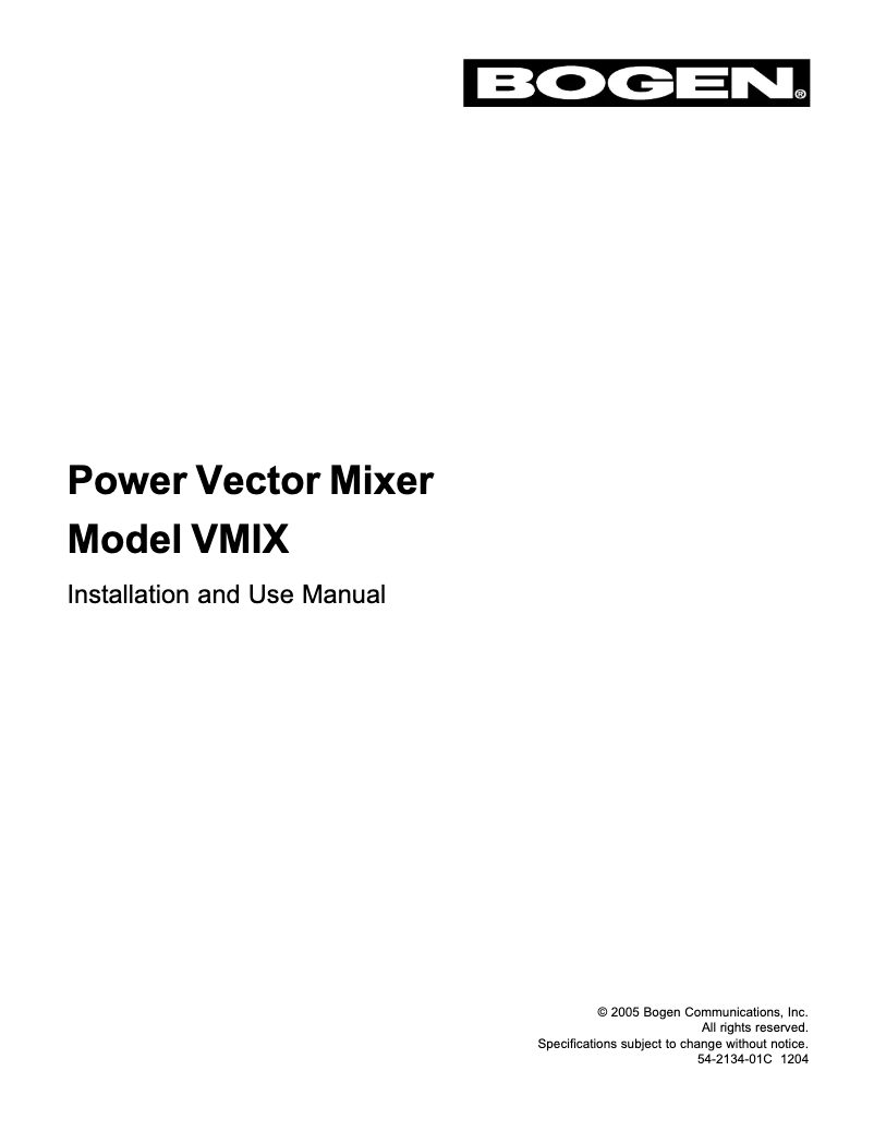 Page 1 de la notice Manuel utilisateur Bogen VMIX