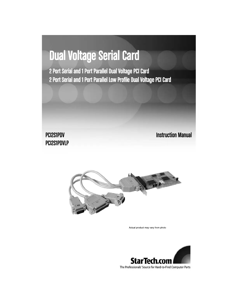 Page n°1 - Manuel utilisateur StarTech.com PCI2S1PDV