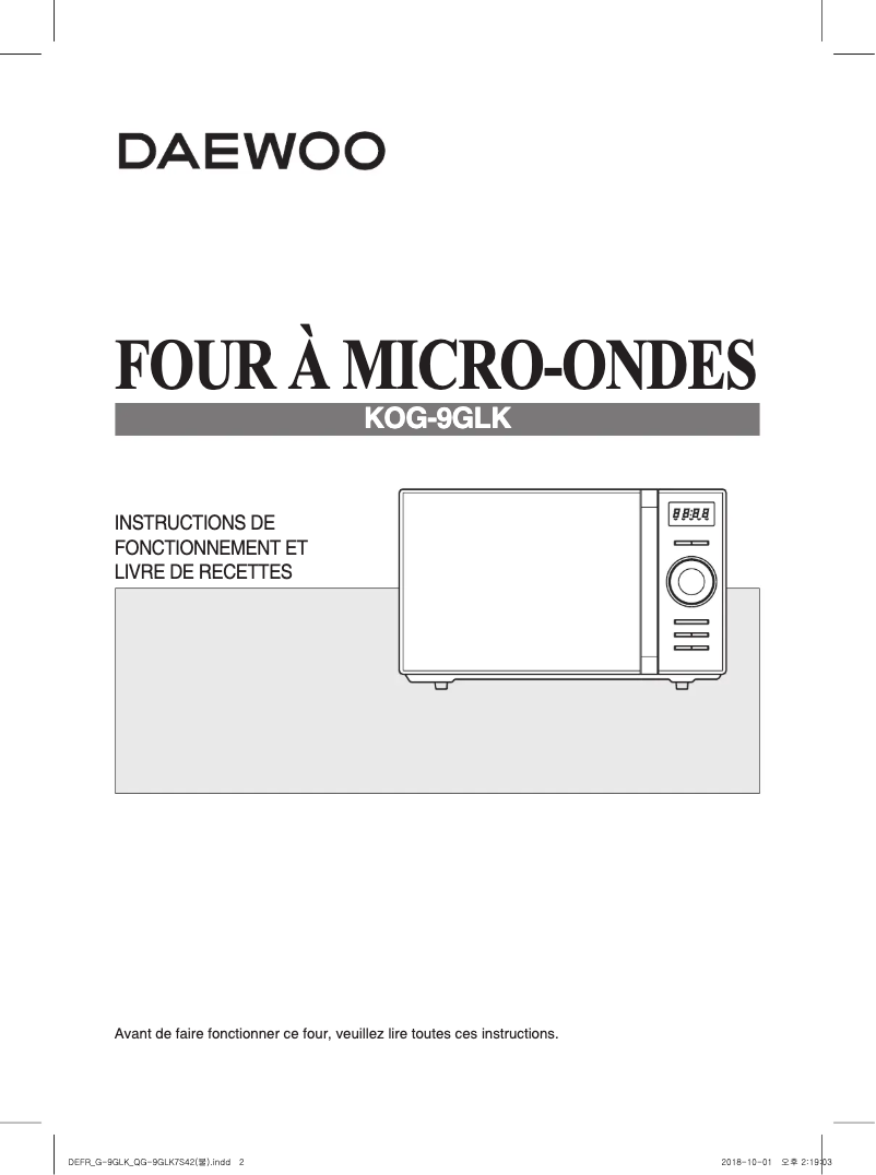 Page 1 de la notice Manuel utilisateur Winia WKOG-9GLK