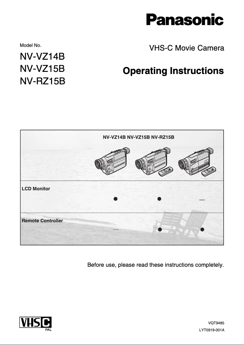 Image de la première page du manuel de l'appareil NV-RZ15B