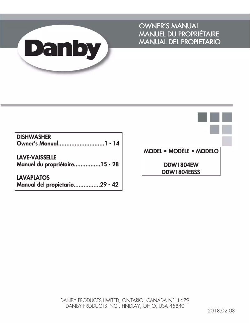 Page 1 de la notice Guide d'installation Danby DDW1801MWP