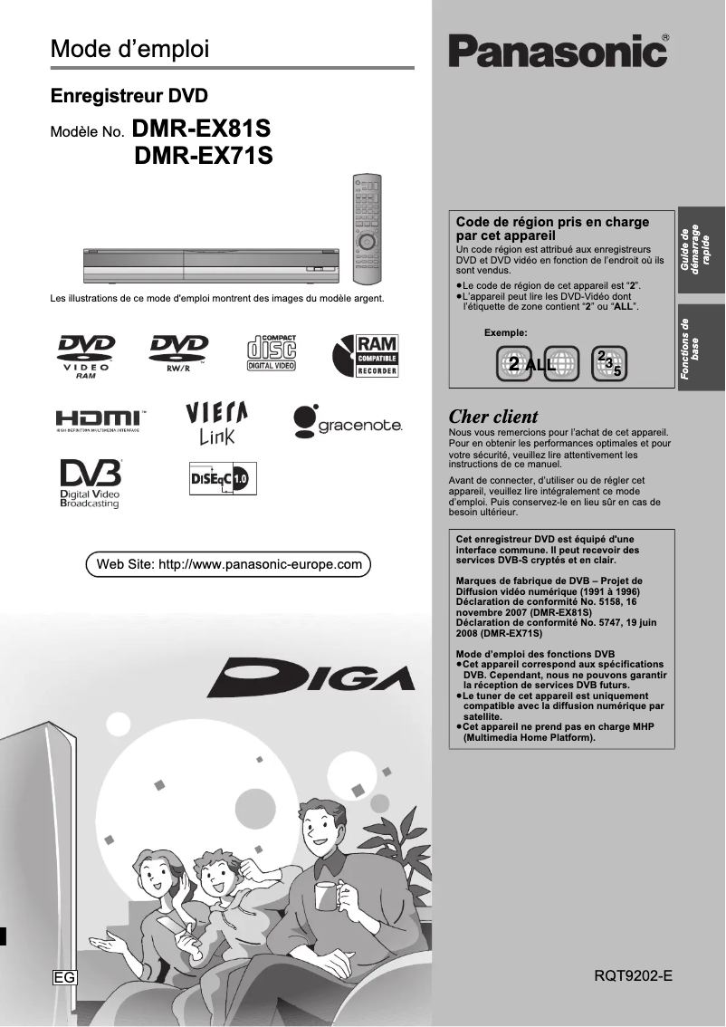 Page n°1 - Manuel utilisateur Panasonic DMR-EX81
