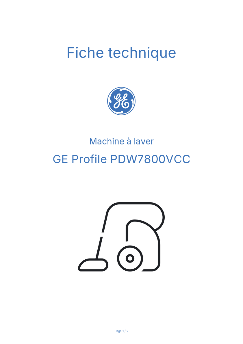 Image de la première page du manuel de l'appareil Profile PDW7800VCC