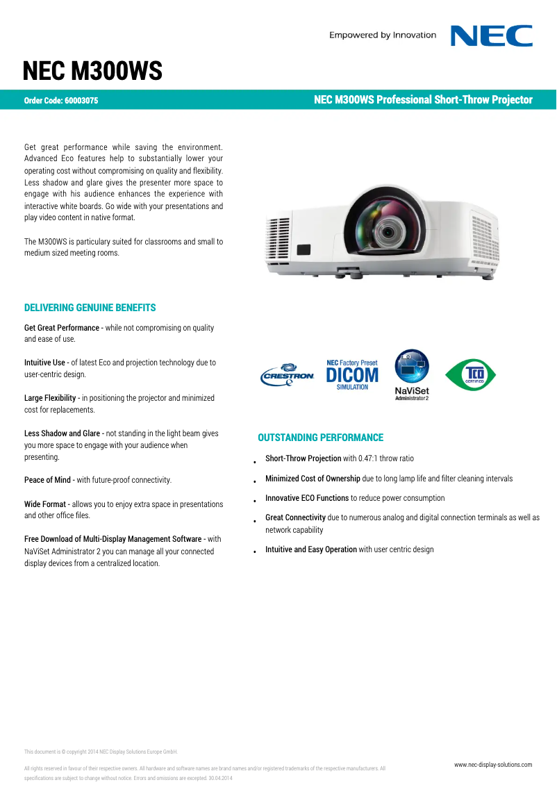 Image de la première page du manuel de l'appareil M300WS