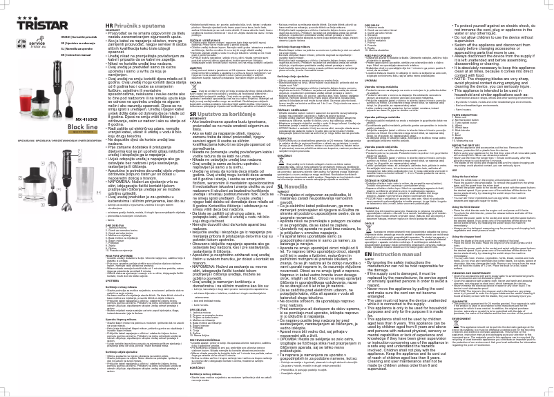 Page n°1 - Manuel utilisateur TriStar MX-4165KB