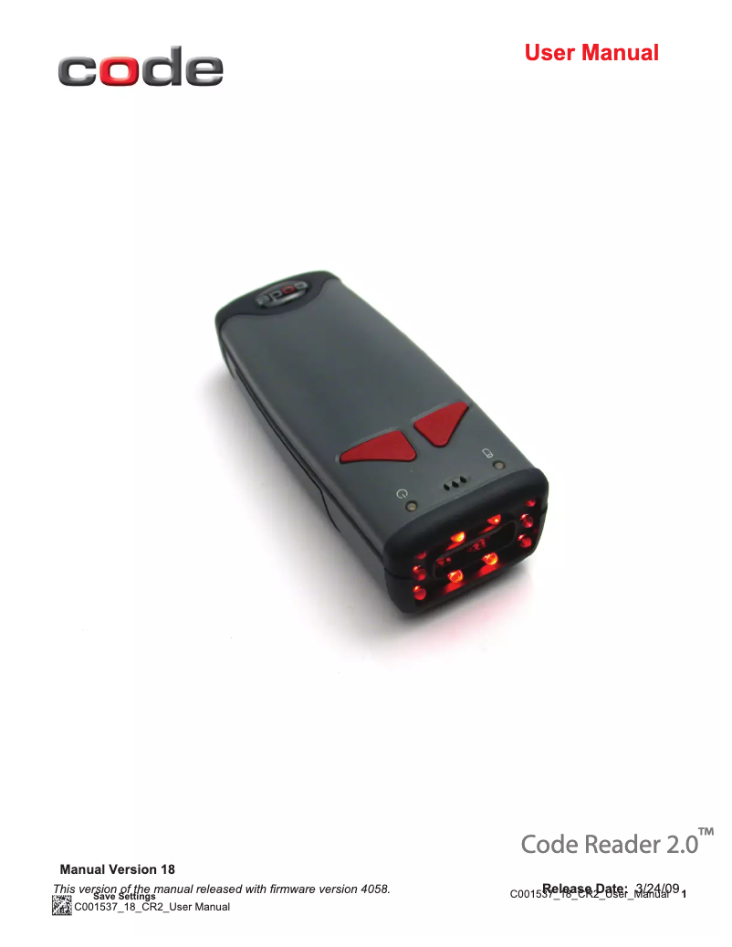 Image de la première page du manuel de l'appareil Code Reader 2.0