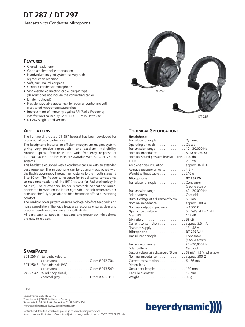 Image de la première page du manuel de l'appareil DT 287 PV MK II
