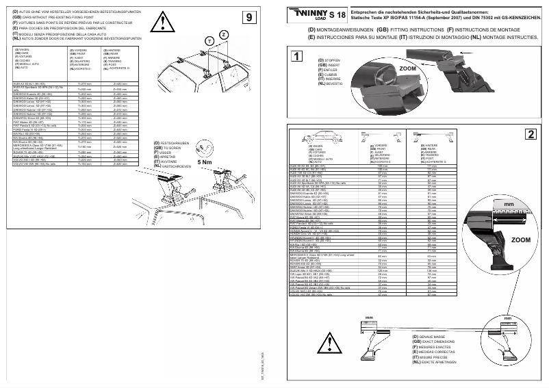 Page 1 de la notice Manuel utilisateur Twinny Load S 18