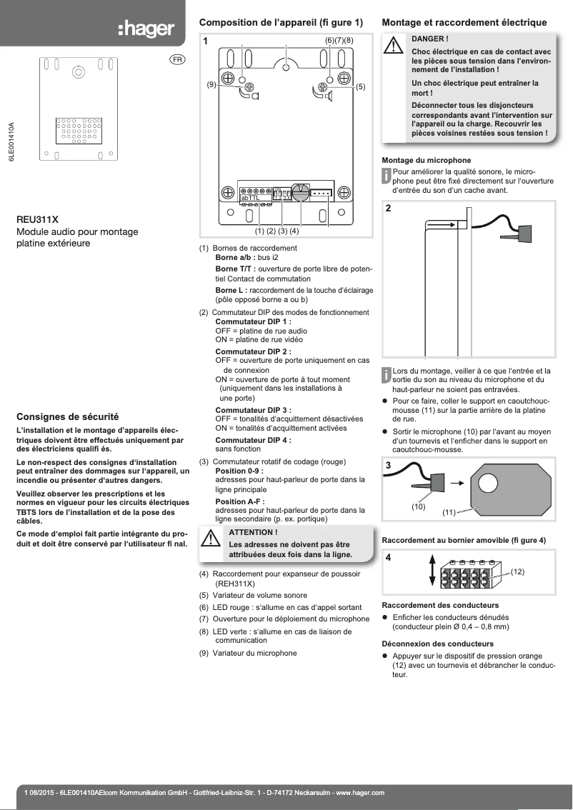 Image de la première page du manuel de l'appareil REU311X