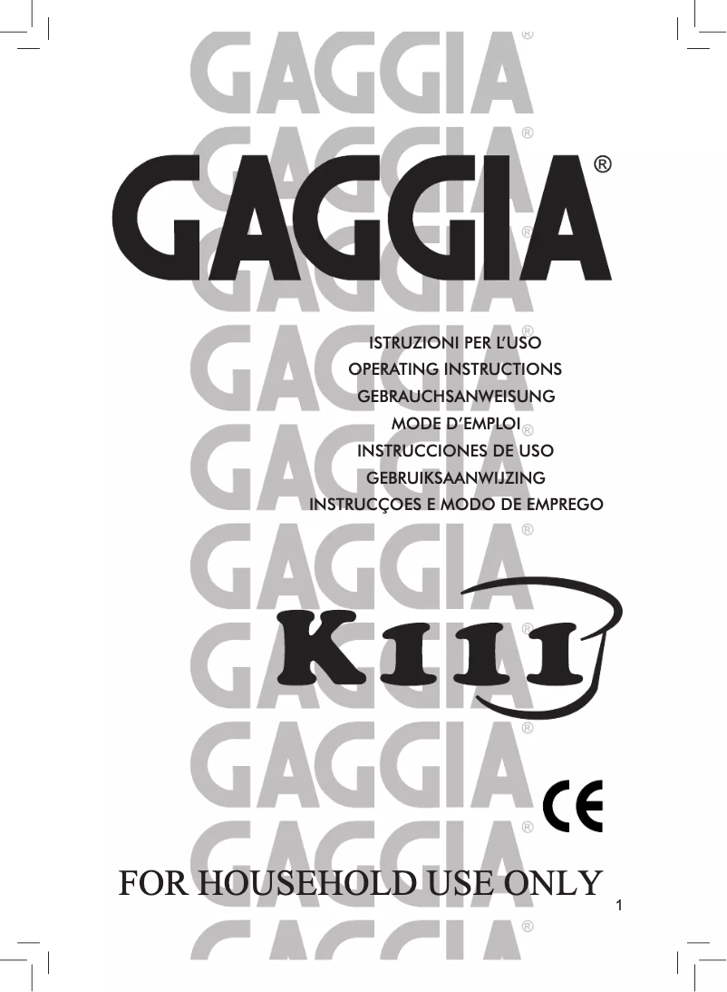 Page 1 de la notice Manuel utilisateur Gaggia Caffitaly K111