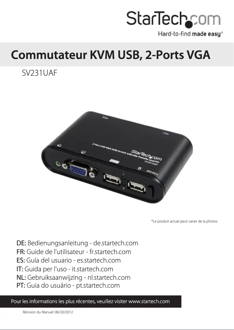 Page 1 de la notice Manuel utilisateur StarTech.com SV231UAF