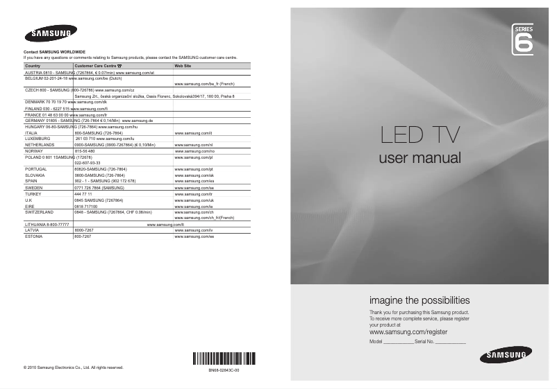 Page n°1 - Manuel utilisateur Samsung UE46C6990VS