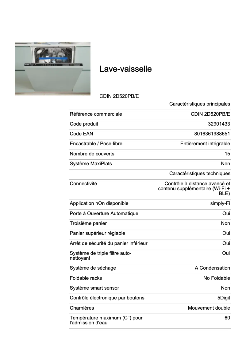 Image de la première page du manuel de l'appareil CDIN 2D520PB/E