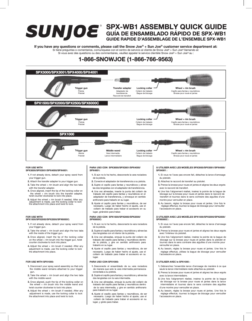 Page 1 de la notice Manuel utilisateur Sun Joe SPX-WB1