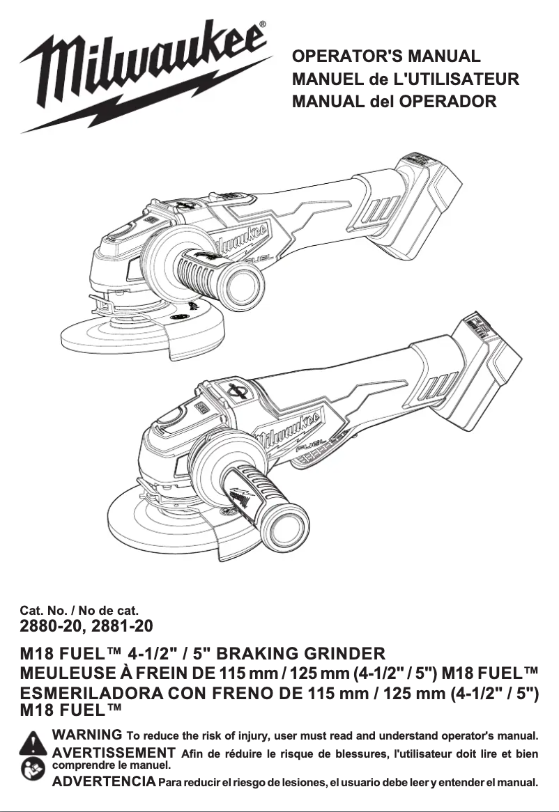 Page 1 of the manual User Manual Milwaukee M18 Fuel 2881-22