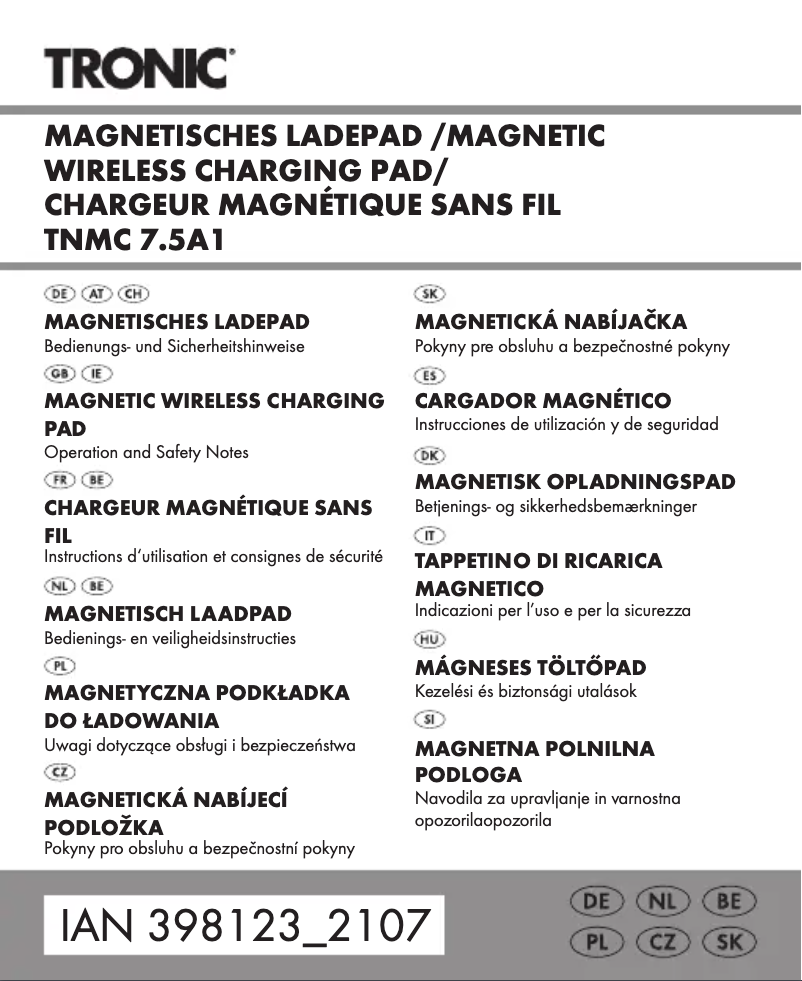 Image de la première page du manuel de l'appareil TNMC 7.5A1