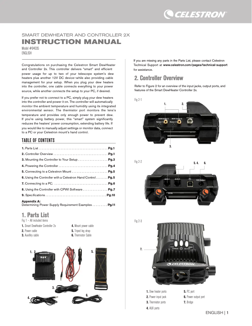Image de la première page du manuel de l'appareil Smart DewHeater and Controller 2x