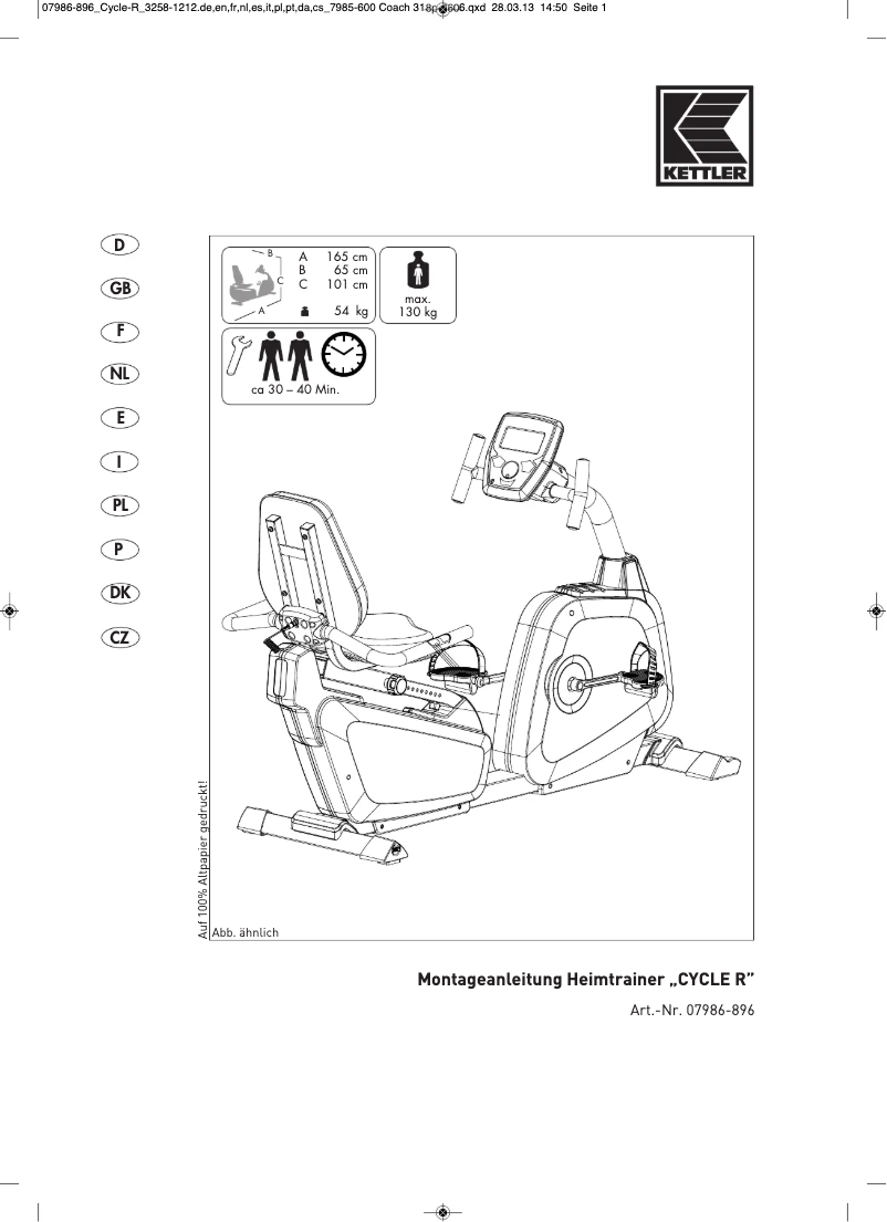 Image de la première page du manuel de l'appareil Cycle R