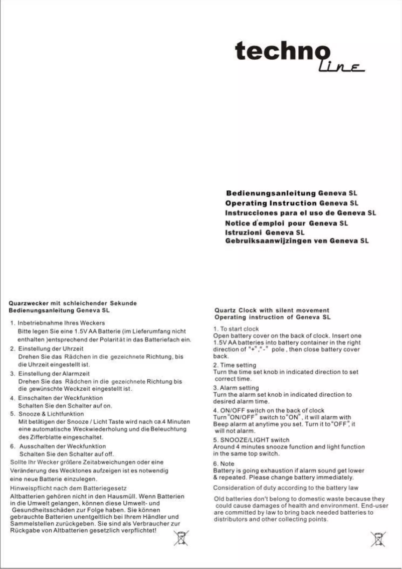 Page 1 de la notice Manuel utilisateur Techno Line Geneva SL