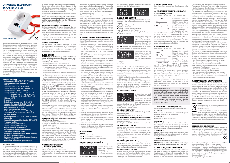 Page 1 de la notice Manuel utilisateur H-Tronic UTS 125