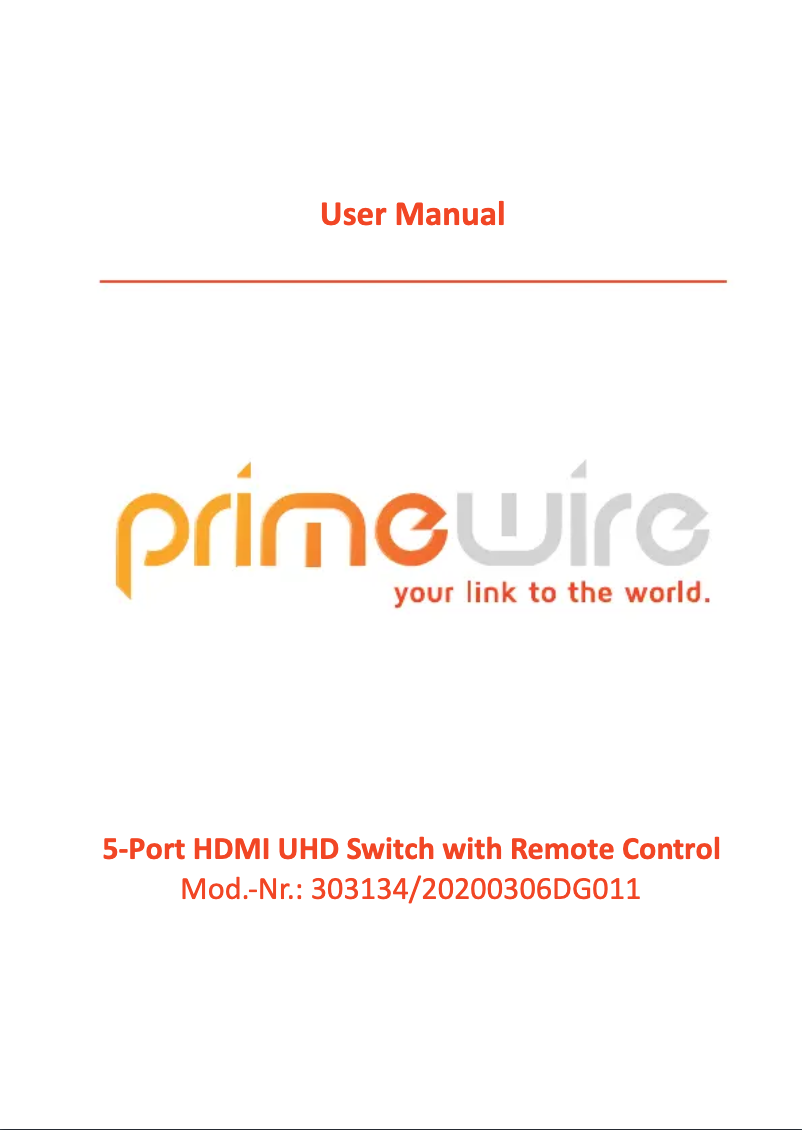 Page 1 de la notice Manuel utilisateur Primewire 303134