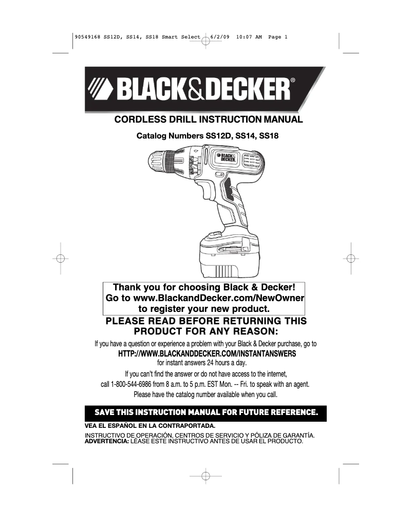 Page n°1 - Manuel utilisateur Black & Decker SS18