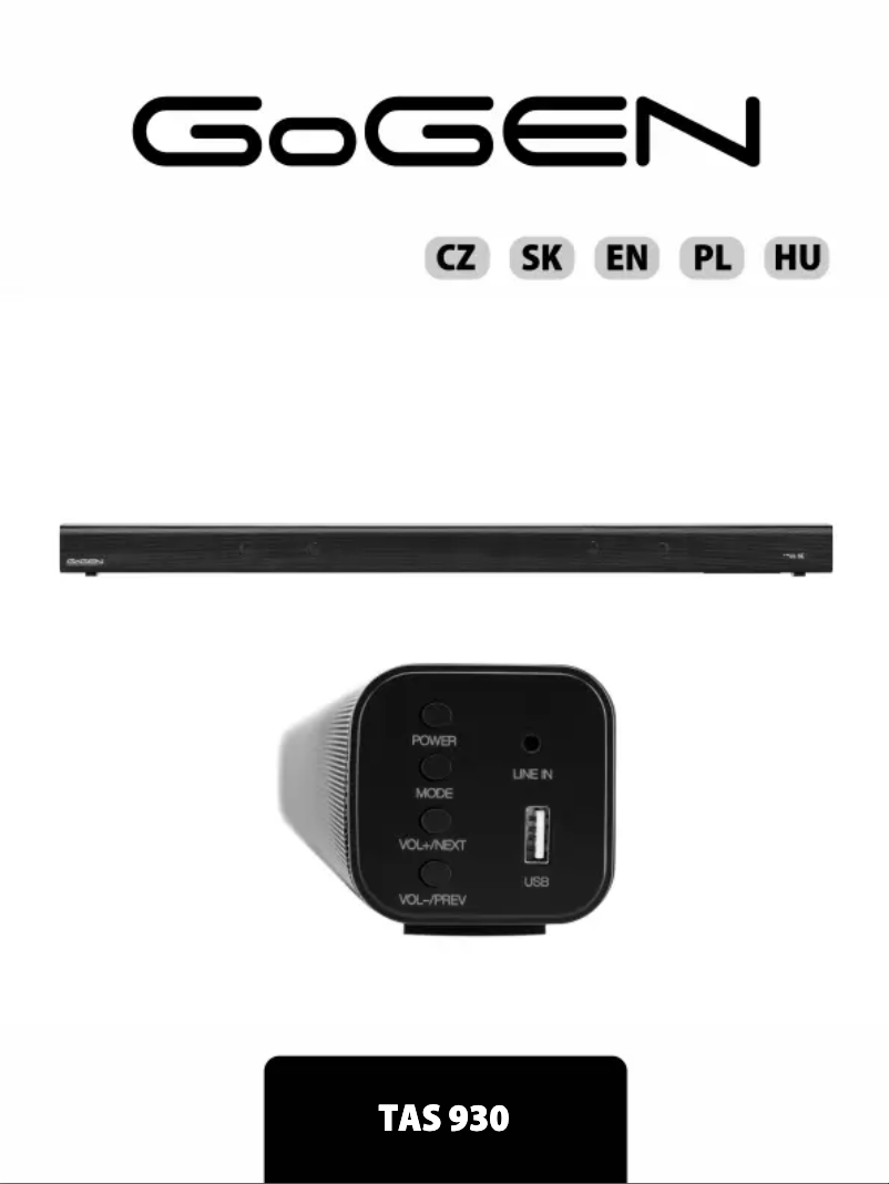 Page 1 de la notice Manuel utilisateur GoGen TAS 930