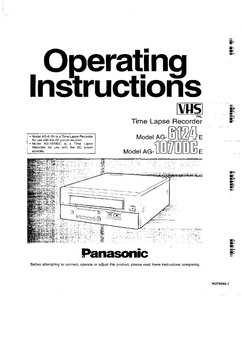 Page 1 de la notice Manuel utilisateur Panasonic AG-1070