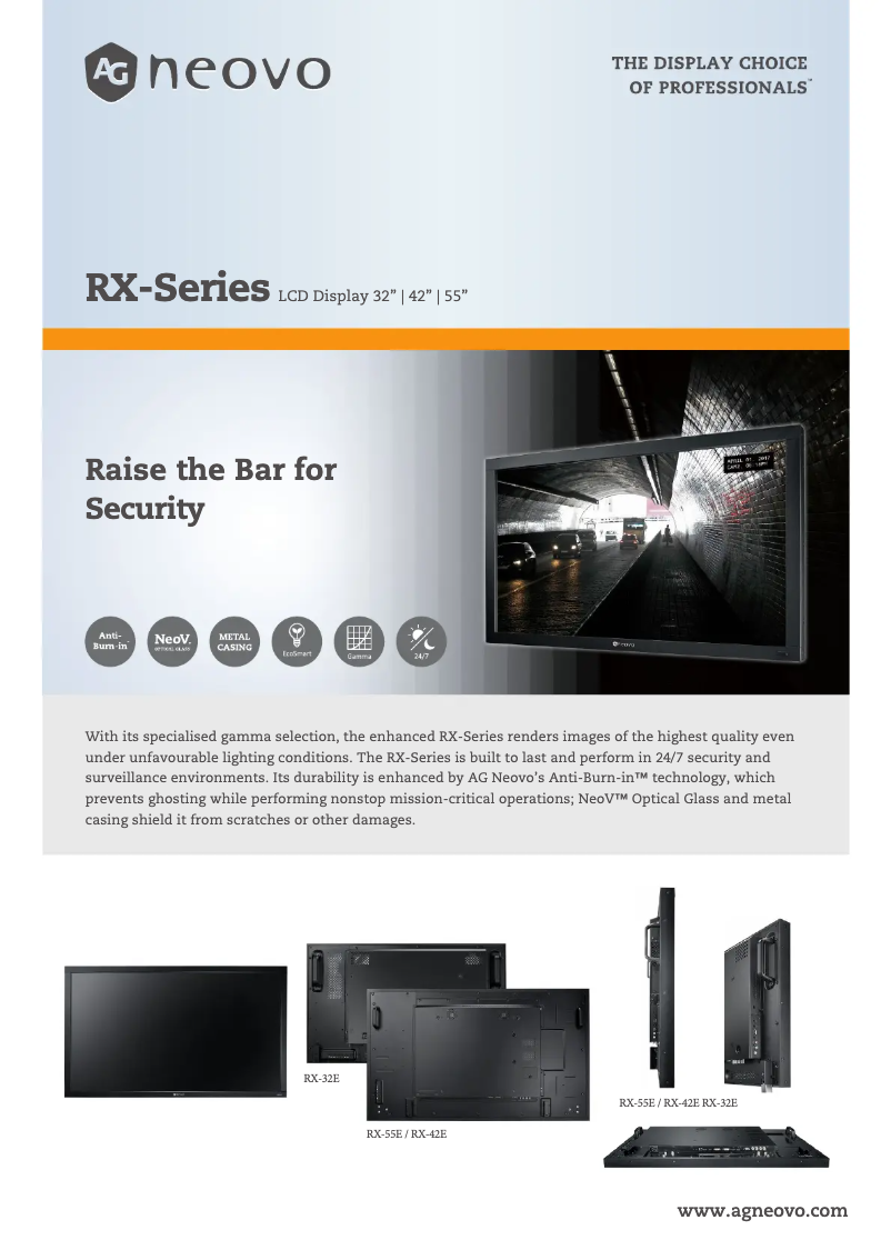 Page 1 de la notice Fiche technique AG Neovo RX-55E